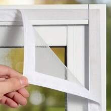 Polyester Anti-Mücken Fenster Fliegengitter, selbstklebende Installation ohne Bohren, verstärktes Gittergewebe zum Schutz vor Fliegen und Insekten, atmungsaktiv & transparent