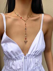 Colar com pingente de borboleta de vidro colorido dourado, acessório longo e sexy estilo boêmio, adequado para uso diário, encontros, festas, férias, feriados, aniversário, presente de aniversário, luxo minimalista elegante e refinado, fofo