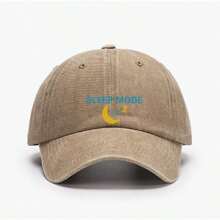Vintage Washed Cap With "SLEEP MODE" And Moon Design | Chill Streetwear Hat For Lazy Days & Sunny Afternoons