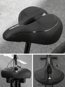 TOSUOD Super Soft Thick Shock-Absorbing Bicycle Saddle - Mountain Bike Seat Cushion, Black With Red Accents, Comfortable Adult Cycling Accessory, Mountain Biking Comfort Experience | Comfortable Bicycle Seat Cushion | Shock-Absorbing Function, Bicycle Seat Cushion - Black - View 10