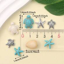 10/20/30pcs Artificial Turquoise Ocean Theme Beads, Turtle Pendant, Starfish Synthetic Turquoise Beads, Jewelry Alloy Beads DIY Bohemian Bracelet Necklace Ankle Set