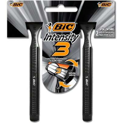 BARBEADOR DESCARTÁVEL BIC 3 INTENSITY COM 3 LÂMINAS - PACOTE COM 12 BLISTERS DE 2 UNIDADES