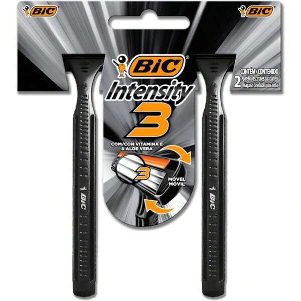 BARBEADOR DESCARTÁVEL BIC 3 INTENSITY COM 3 LÂMINAS - PACOTE COM 12 BLISTERS DE 2 UNIDADES