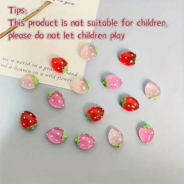 12pcs Strawberry Resin Refrigerator Magnets Set - Oval Shape, ABS Material, For Kitchen And Dining Room Decor, Vibrant Pink & Green Strawberry Design, Suitable For Spring/Summer Themes, Fridge Magnets | Lively Design | Plastic Magnets, Kitchen Refrigerator Magnets