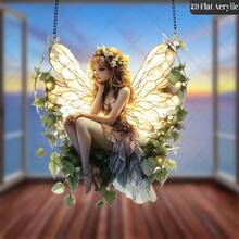 1pc 2D Flat Butterfly Fairy Colorful Glass Sun Catcher, Magical Forest Fairy, Gift For Fairy Enthusiasts, Acrylic Sun Catcher, Colorful Glass Acrylic Decor, Garden Yard Decor, Window Hanging Sun Catcher, Perfect Birthday Gift, Creative Present - Multicolor - View 6