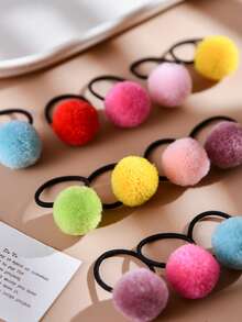 30pcs Plush Ball Hair Scrunchies For Women, Cute & Sweet Niche Daily Versatile Non-Damaging Half Ponytail, Side Braid Hair Ties Headband Accessories