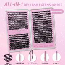 Eyelash Clusters 30D+40D+50D Kit Wispy Individual Lashes 680PCS D-Curly Lash Extension 8-18MM Natural Lashes Clusters With Glue, Tweezers, Remover, Lash Brush, Reusable DIY Eyelash Extensions For Beginners - màu đen - Xem 3