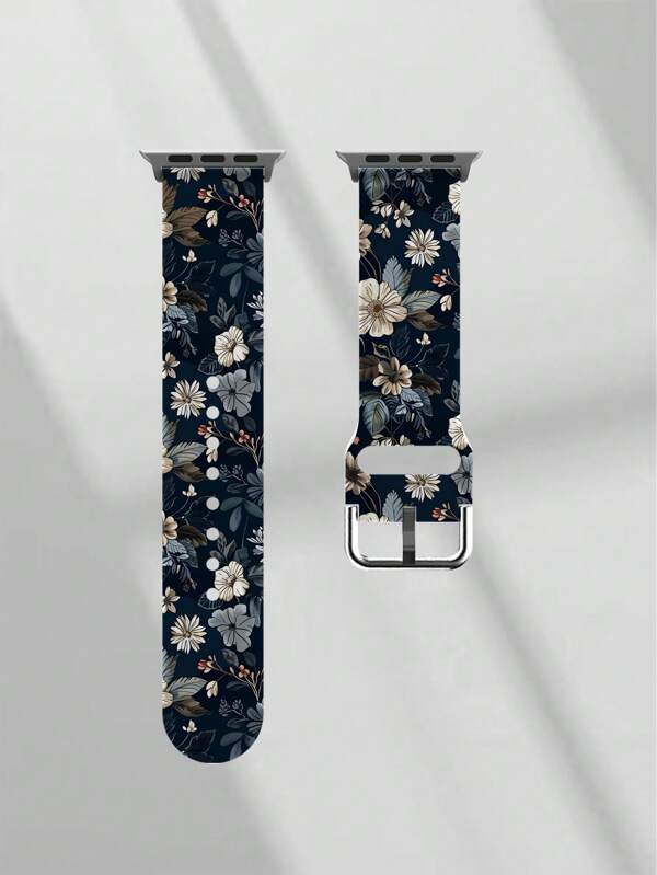 1pc Soft & Stretchy Breathable Flower Pattern Watch Band Replacement Strap, Suitable Compatible With Samsung, Garmin, Honor Smartwatches, Apple Watch 38mm 40mm 41mm 45mm 44mm 42mm 49mm, Fashionable Casual Multi-Color Silicone Watch Strap For Apple Watch Ultra SE/10/9/8/7/6/5/4/3/2/1 Series