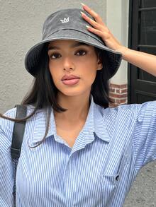 DareSee Washed Embroidery Bucket Hat Street Music Fest Y2KFest Back To School Autumn Winter Gifts