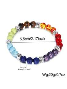 1 pieza Pulsera de curación de energía de Chakra, pulsera de cuentas de equilibrio de yoga con turquesa volcánica, regalo de joyería para fiesta