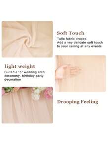 1/2/4 Piezas de Tela de Gasa Transparente Elegante Beige, Cortinas de Fondo para Fiesta, Decoración de Boda y Fiesta, Tela de Fondo Crema, Decoración para Despedida de Soltera, Decoración de Cumpleaños, Suministros de Decoración, Suministros de Boda, Tela para Arco de Boda, Decoración de Fondo para Fotomatón, Decoración para Día de San Valentín, Aniversario, Decoración de Escenario, Regalos de Boda