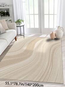 1 Stück beiger Großraum-Teppich für Wohnzimmer, abstraktes Linien- und modernes minimalistisches Wasserwellen-Muster, flauschiges Material, weich und angenehm anzufühlen, leicht zu pflegen, wasserabweisend und fleckresistent, rutschfeste Rückseite, Teppich für Lobby, Schlafzimmer, Wohnzimmer, Badezimmer, Küche, Esszimmer, Büro, Raumdekoration und Fußmatte, für Feiertage geeignet.