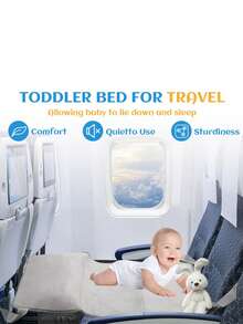 2pcs Baby Airplane Seat Extender, Velvet Infant Travel Seat Cushion, Portable Airplane Travel Bassinet - Grey - View 3