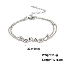 TEAMER 1pc Women Stainless Steel Cute Pet Paw Print Bracelet, Minimalist Animal Element Jewelry, Fashionable Gift For Friends