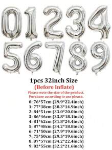 1 Set Oversized Number Balloons, 32-Inch Foil Balloons, Birthday Party Decorations, Adult Gift, Wedding Anniversary, Halloween, Christmas Decor, Large Number Aluminum Foil Balloons In Gold, Silver, Pink, Blue, Rose Gold, Red, Black