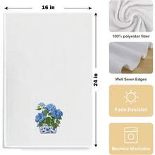 2 Pcs Blue And White Porcelain Chinoiserie Kitchen Towels, 16x24 Inch, Set Of 2, Hydrangea Floral Dish Towels Tea Towels For Kitchen, Chinoiserie Decor Hand Towels For Bathroom, Grand Millenial Decor - 藍白4 - 查看 3