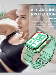 Correa deportiva transparente 2 en 1 con funda amortiguadora compatible con de 40 mm, 41 mm, 42 mm, 38 mm, 44 mm, 45 mm, 46 mm, 49 mm, correa transparente de TPU para mujeres y hombres compatible con iWatch SE, Ultra, Series 10, 9, 8, 7, 6, 5, 4, 3, 2, 1