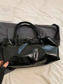 Large Capacity Tote Bag With Strap Decor, Women's 2025 New Retro Fashion Shoulder Bag, High-End Underarm Bag, Suitable For Shopping And Commuting, Versatile