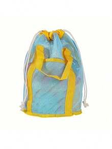 1pc Large Beach Toys Mesh Bag,Adjustable Shoulder Strap, Drawstring, Collect Seashells, Creative Digging Sand Shell Bag& Beach Toys Bag,Garden Toys,Shell Toy,Toy Bag