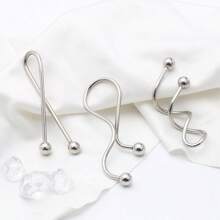 Hard - Edged Lines Outline An Unruly Attitude. The Three - Dimensional Geometric Design Breaks The Norm, Allowing You To Effortlessly Handle Daily Casual Wear, Holiday Party Looks, And Punk - Style Outfits, Making You Stand Out In The Crowd. Whether It's A Laid - Back Daily Routine, A Wild Party, Or A Dark Punk Style, This Set Of Geometric Ear Cartilage Studs Enables You To Easily Switch Styles And Become The Center Of Attention.