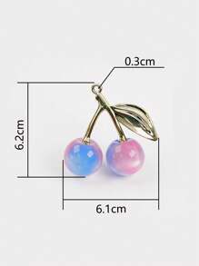 2pcs/Set New Dual-Color Aurora Starry Sky Golden Cherry Pendant With Hole, Acrylic Jewelry Decoration, Necklace, Keychain Accessory
