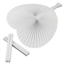 12/24/30/48/60pcs White Heart-Shaped Folding Paper Fans, Summer Paper Fans, White Bulk Collapsible Hand-Held Fans For Wedding Decor, Wedding Birthday Party DIY Gift, Best Gift For Birthday, Wedding Ceremony Decoration