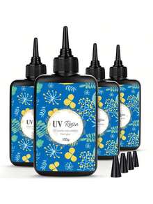 100g/200g/400g UV Resin Hard, Crystal Clear UV Cure Epoxy Resin Kit Premixed Resina UV Transparent Solar Activated Glue For Jewelry Making Fast Curing