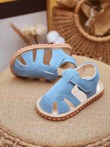 Yibubu Blue Infant Sandals,Male And Female Babies The Same Style,Baotou Hollow Design,Soft Rubber Sole Non-Slip,Flat Sandals For Newborn