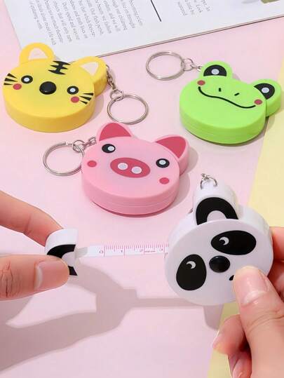 1 mini fita métrica dupla face com padrão animal, régua retrátil para medir comprimento, altura, distância, busto, cintura, quadril, estatura, tamanho de roupa, material escolar, volta às aulas