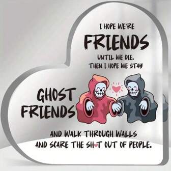 1 st, Halloween Vänskap - Kärlek Dödskalle Mönster Hjärtformad Akryl Ornament Skrivbordsdekoration Ornament, Juldekorationer, Julklappar