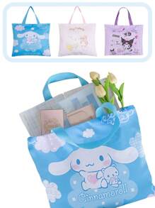 Sanrio 1pc Sanrio Fabric Tote Bag, Cartoon Student Bag, Women's Cosmetic Organizer Shoulder Bag, Large Capacity Commuter Shoulder Bag, Camping Storage Bag, Adorable Hello Kitty Bag, Hello Kitty Shoulder Handbag, Student Classroom, Women's Shopping Bag, Handbag, Fashion Women's Shoulder Bag Multi-Function Storage Bag, Suitable For Holiday Beach, Bathroom Storage, Bedroom Storage, Outdoor Camping, Large Capacity.