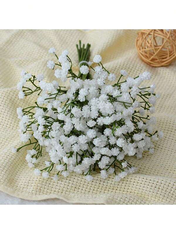 3/6/12 pezzi di fiori artificiali di bebe in massa - 28 cm di altezza, fiori finti di Gypsophila al tatto reale, riempitivo per bouquet da matrimonio, decorazione centrale, decorazione bohémien per casa, decorazione da tavolo autunnale, regalo di San Valentino, decorazione fattoria, bagno, scrivania (bianco)
