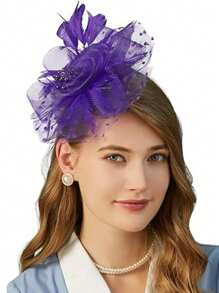 1 buc Fascinator cu pene, petrecere de ceai, elegante, Kentucky Derby, pălării, cutie de pilulă, cocktail, nuntă, mireasă, fascinatoare, bandă de susținere pentru femei și fete, cadou de ziua de naștere de Ziua Mamei, chestii școlare, elegant, toamnă