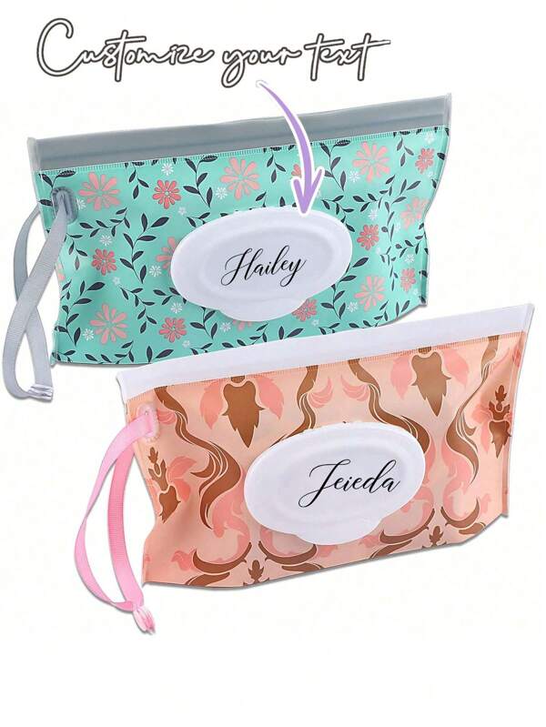 1 Portable EVA Wipes Box, Customizable Name Or Text Flip Hanging Bag, Leak-Proof Seal, Used For Classifying Paper Towels, Travel Wipes, Refillable Wipe Bag, Reusable, Suitable For Autumn Home Decoration, Can Be Used As Travel Storage Bag, Makeup Bag, Makeup Bag, Holiday Storage Bag, Large Capacity Cosmetic Storage Box,