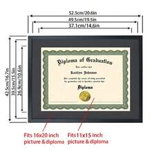 Picture Frame 11x15 Diploma Frame With Black Mat Solid Wood Displays 11x15 Diploma With Black Mat Or 16x20 Inch Without Mat Degree Frame 11x15 Certificate Frames Black LK051115 - 黑色 - 查看 3