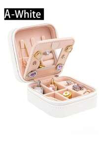 1 Set Travel Jewelry Box With Mirror, Multi-Functional Jewelry Storage Box, Large Capacity Portable Jewelry Box For Storing Rings, Pendants, Earrings, Ties, Bracelets, Best Gift For Girlfriend, Mother's Day, Anniversary, Valentine's Day, Christmas, New Year, Men's Gift, Women's Back To School Gift