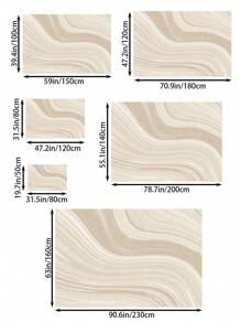 1 Stück beiger Großraum-Teppich für Wohnzimmer, abstraktes Linien- und modernes minimalistisches Wasserwellen-Muster, flauschiges Material, weich und angenehm anzufühlen, leicht zu pflegen, wasserabweisend und fleckresistent, rutschfeste Rückseite, Teppich für Lobby, Schlafzimmer, Wohnzimmer, Badezimmer, Küche, Esszimmer, Büro, Raumdekoration und Fußmatte, für Feiertage geeignet.