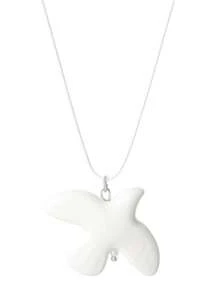 1pc Fashion Long Chain Resin White Black Pigeon Pendant Necklace, For Women Party Banquet Travel Jewelry Accessories