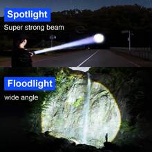25-Jahre-Neu Outdoor 1000M Ultra-Helle Weitreichende LED Taschenlampe mit visuell digitaler elektrischer Anzeige, 30 W Hochleistungs-Docht mit langanhaltend Akku, Suchscheinwerfer mit Teleskopfunktion, 3-stufige Helligkeitsregelung für Camping, Wandern, Abenteuer und Erste-Hilfe-Beleuchtung