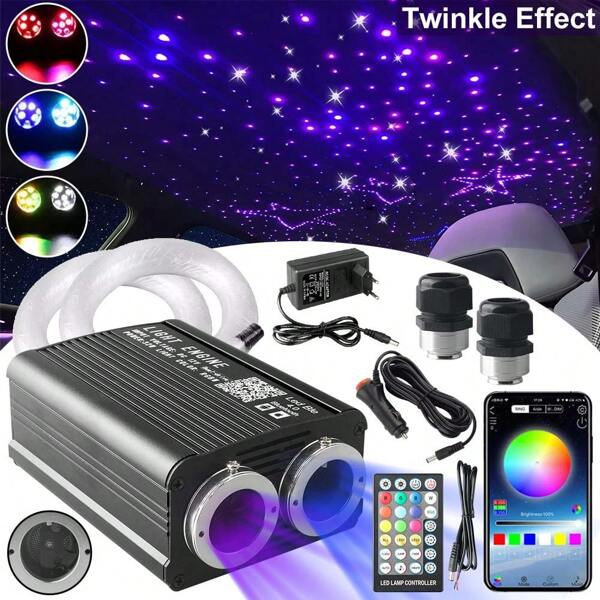 600pcs 3M Dynamisch RGBW LED Auto Twinkle Sternenhimmel Lichtfaser Glasfaser Optik 2 Head 2 Color