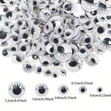 [500/525/1000pcs] Black Wiggle Eyes, Glow-In-The-Dark DIY Eyes, Toy Self-Adhesive Movable Eyes, Handmade DIY Accessories Eyes, Handmade Clay Craft Supplies, Variety Of Sizes: 6mm, 7mm, 8mm, 9mm, 10mm, 12mm, 15mm Mixed Pack