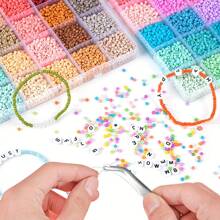 Juego de hacer pulseras con cuentas de vidrio de 24 colores, adecuado para niñas y adultos, set de pulseras de la amistad con cuentas con letras, para manualidades y regalos DIY