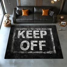1pc "KEEP OFF" Graphic Print Shag Area Rug, 650GSM Silicone Backing, Soft Plush Carpet For Patio, Camping, Entryway, Living Room, Bedroom, Game Room, Machine Washable For All Seasons, Home Decor