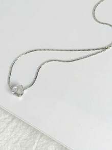 1 pieza Collar colgante elegante y de moda para mujer, collar tipo gargantilla de acero inoxidable con circonita cúbica, adecuado para uso diario, citas, fiestas, gran idea de regalo para el cumpleaños de la novia