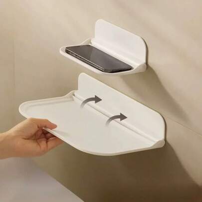 Foldable Wall Mounted Shelf In Bathroom Mobile Phone Without Punching At Bedside Dormitory Storage Rack Set-Top Box