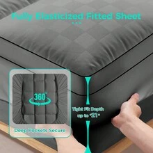 JustLet Mattress Topper - Ultra Plush, Pain-Relieving Pad With Cooling Technology, 8-21 Inch Deep Pocket Design, Luxurious Overfilled Down-Alternative Fill - Light Grey - View 6