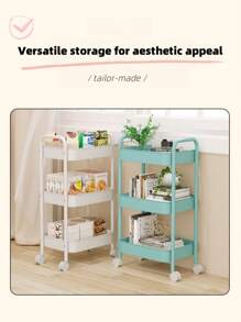 1 Estantería de almacenamiento de metal de múltiples capas de alta estética y compacta con 4 ruedas, flexible y móvil, adecuada para salones domésticos, baños, cocinas, oficinas/estudios, habitaciones infantiles y dormitorios. Regalos especiales adecuados para inauguraciones de casa, cumpleaños, Navidad y fiestas de bebés (estilo estético lindo para habitaciones nuevas)