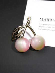 2pcs/Set New Dual-Color Aurora Starry Sky Golden Cherry Pendant With Hole, Acrylic Jewelry Decoration, Necklace, Keychain Accessory