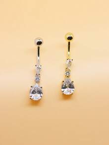 1pc 14G Dangle Belly Button Ring For Women Girls Stainless Steel Belly Button Navel Piercing CZ Dangle Belly Piercing Body Jewelry