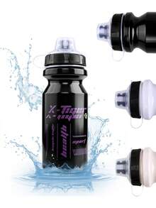 X-TIGER 630ML 自行车水壶防漏挤压式自行车水壶带自行车水壶架，非常适合骑行、跑步、健身和户外运动（黑+白） - 彩色 - 查看 11